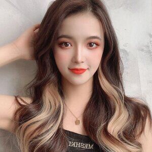 Hair Extension 55cm Synthetic Hairclip Curly Colored / Hair Extension Set of 2